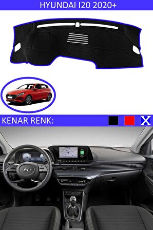 HYUNDAİ İ20 2020 ve ÜSTÜ MODEL İÇİN TORPİDO KORUMA HALISI SİYAH RENK MAVİ KENAR