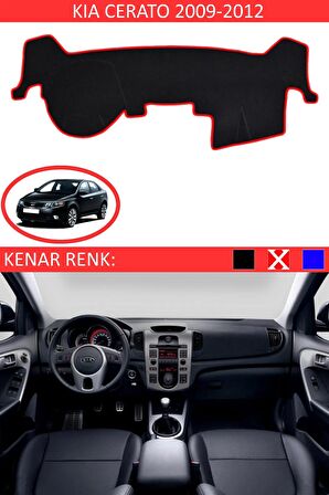 KİA CERATO 2009-2012 MODEL İÇİN TORPİDO KORUMA HALISI SİYAH RENK KIRMIZI KENAR