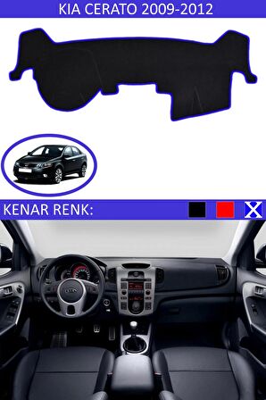 KİA CERATO 2009-2012 MODEL İÇİN TORPİDO KORUMA HALISI SİYAH RENK MAVİ KENAR