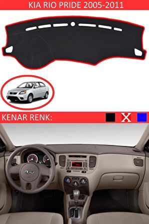 KiA RIO PRIDE 2005-2011 MODEL İÇİN TORPİDO KORUMA HALISI SİYAH RENK KIRMIZI KENAR