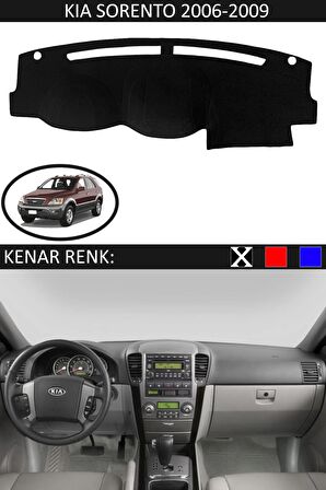 KİA SORENTO 2006-2009 MODEL İÇİN TORPİDO KORUMA HALISI SİYAH RENK SİYAH KENAR