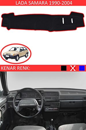 LADA SAMARA 1990-2004 MODEL İÇİN TORPİDO KORUMA HALISI SİYAH RENK KIRMIZI KENAR