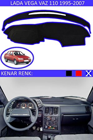 LADA VEGA VAZ 110 1995-2007 MODEL İÇİN TORPİDO KORUMA HALISI SİYAH RENK MAVİ KENAR