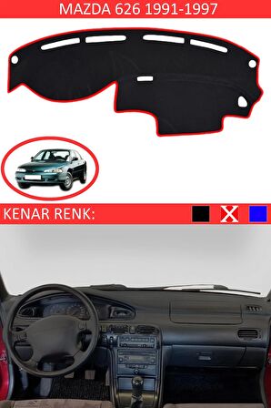 MAZDA 626 1991-1997 MODEL İÇİN TORPİDO KORUMA HALISI SİYAH RENK KIRMIZI KENAR