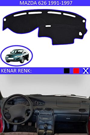 MAZDA 626 1991-1997 MODEL İÇİN TORPİDO KORUMA HALISI SİYAH RENK MAVİ KENAR