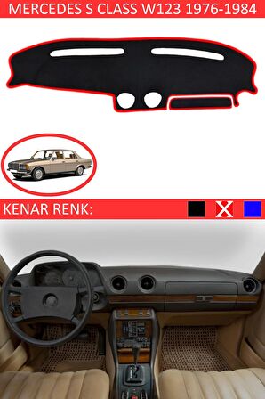 MERCEDES S CLASS W123 1976-1984 MODEL İÇİN TORPİDO KORUMA HALISI SİYAH RENK KIRMIZI KENAR