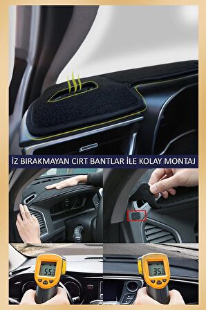 MİTSUBİSHİ LANCER 2003-2007 MODEL İÇİN TORPİDO KORUMA HALISI SİYAH RENK MAVİ KENAR