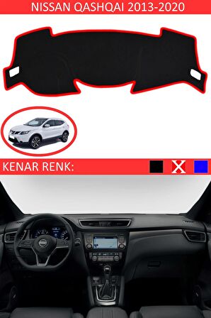 NİSSAN QASHQAİ 2013-2020 MODEL İÇİN TORPİDO KORUMA HALISI SİYAH RENK KIRMIZI KENAR