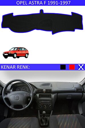 OPEL ASTRA F 1991-1997 MODEL İÇİN TORPİDO KORUMA HALISI SİYAH RENK MAVİ KENAR