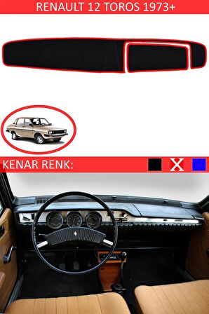 RENAULT 12 TOROS 1973 MODEL ve ÜSTÜ İÇİN TORPİDO KORUMA HALISI SİYAH RENK KIRMIZI KENAR