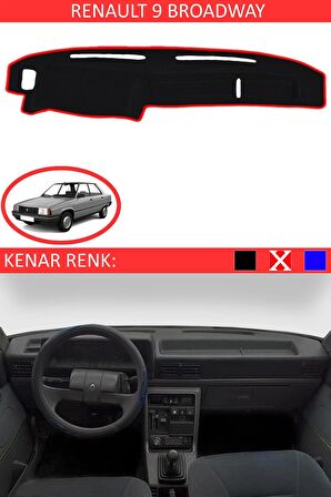 RENAULT 9 BROADWAY İÇİN TORPİDO KORUMA HALISI SİYAH RENK KIRMIZI KENAR