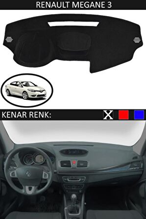 RENAULT MEGAN 3 İÇİN TORPİDO KORUMA HALISI SİYAH RENK SİYAH KENAR