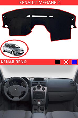 RENAULT MEGAN 2 İÇİN TORPİDO KORUMA HALISI SİYAH RENK KIRMIZI KENAR