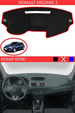 RENAULT MEGAN 3 HATCHBACK İÇİN TORPİDO KORUMA HALISI SİYAH RENK KIRMIZI KENAR