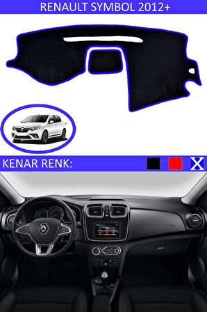 RENAULT SYMBOL 2012 MODEL ve ÜSTÜ İÇİN TORPİDO KORUMA HALISI SİYAH RENK MAVİ KENAR