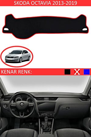 SKODA OCTAVİA 2013-2019 MODEL İÇİN TORPİDO KORUMA HALISI SİYAH RENK KIRMIZI KENAR