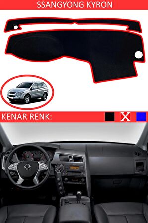 SSANGYONG KYRON İÇİN TORPİDO KORUMA HALISI SİYAH RENK KIRMIZI KENAR