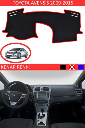 TOYOTA AVENSİS 2009-2015 MODEL İÇİN TORPİDO KORUMA HALISI SİYAH RENK KIRMIZI KENAR