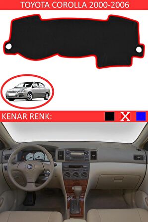 TOYOTA COROLLA 2000-2006 MODEL İÇİN TORPİDO KORUMA HALISI SİYAH RENK KIRMIZI KENAR