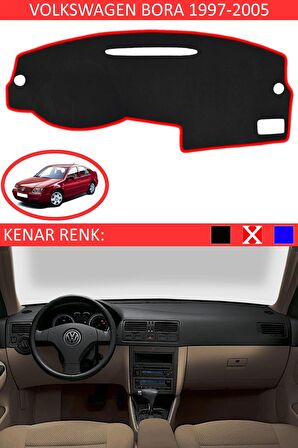 VOLKSWAGEN BORA 1997-2005 MODEL İÇİN TORPİDO KORUMA HALISI SİYAH RENK KIRMIZI KENAR