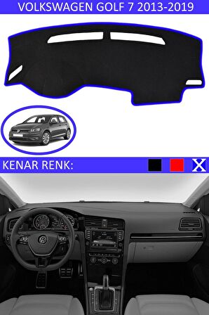 VOLKSWAGEN GOLF 7 2013-2019 MODEL İÇİN TORPİDO KORUMA HALISI SİYAH RENK MAVİ KENAR