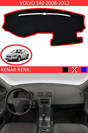 VOLVO S40 2008-2012 MODEL İÇİN TORPİDO KORUMA HALISI SİYAH RENK KIRMIZI KENAR
