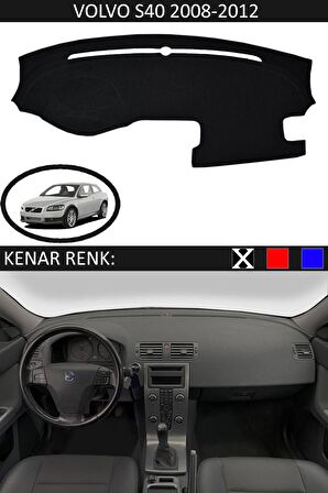VOLVO S40 2008-2012 MODEL İÇİN TORPİDO KORUMA HALISI SİYAH RENK SİYAH KENAR