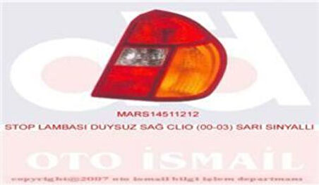 Mars 511212 Stop Lambası Sağ Clio Symbol Sarı 98 04 Duysuz 087680
