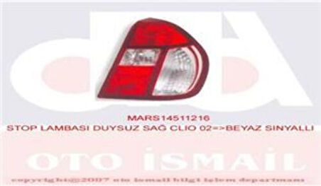 Mars 511216 Stop Lambası Sağ Clio Symbol Seffaf 04 08 Duysuz 7700433744