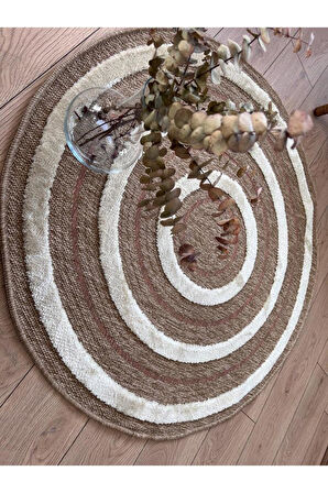 Marakeş 675 Taba Kolay Temizlenen Dekoratif Bohem Sisal Jüt Hasır Halı