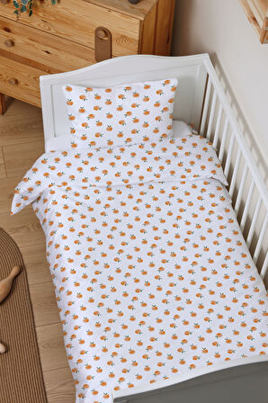 Organik Çarşaflı Bebek Nevresim Takımı (100x150) - Portakal Bahçesi