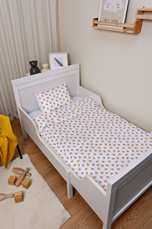 Organik Çarşaflı Bebek Nevresim Takımı (100x150) - Portakal Bahçesi