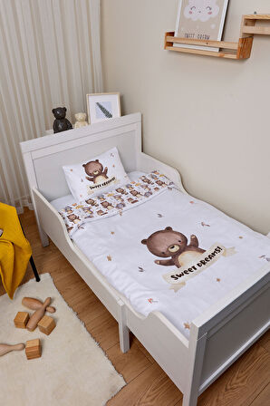 Organik Çarşaflı Bebek Nevresim Takımı (100x150) - Minik Dostum Ayıcık