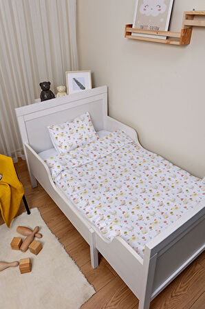 Organik Bebek Boy Nevresim Takımı (100x150) - Ördek ve Tavuk Düşleri