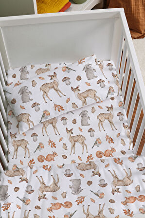 Organik Anne Yanı Nevresim Takımı (60x100) - Sevimli Dostlar