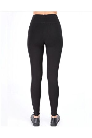 Kadın Siyah Geniş Bel Kemerli Çelik Örme Tayt