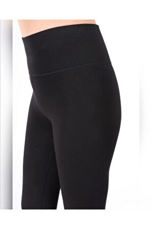 Kadın Siyah Geniş Bel Kemerli Çelik Örme Tayt