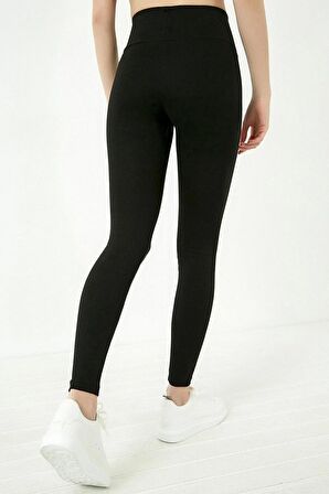 Kadın Siyah Yüksek Bel Likralı Viskon Tayt 20kty574k102