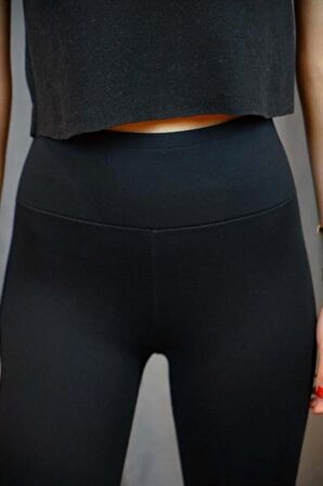 Kadın Siyah Toparlayıcı Zayıf Gösteren Yüksek Bel Tayt