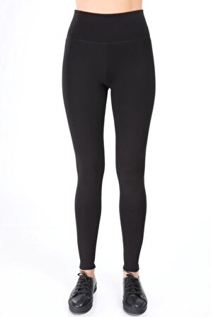 Kadın Siyah Yüksek Bel Toparlayıcı Örme Tayt