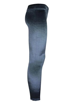 Kadın Gri Kadife Parlak Disko Tayt