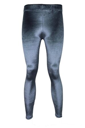 Kadın Gri Kadife Parlak Disko Tayt