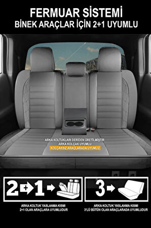 Maserati Ghibli  Uyumlu 5 KOLTUK TAM SET MAY SERİSİ DERİ OTO KOLTUK KILIFI TERLETME YAPMAZ GRİ