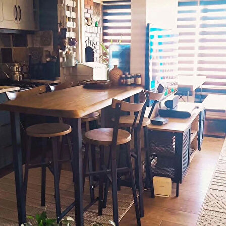 Doğal Ahşap Bar Masası Seti