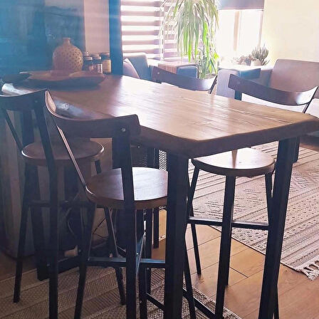 Doğal Ahşap Bar Masası Seti