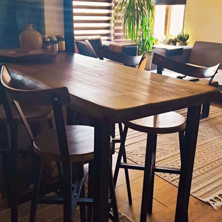Doğal Ahşap Bar Masası Seti