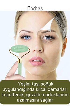 %100 Doğal Yeşim Taşı 2 Başlıklı Masaj Aleti Yaşlanma Karşıtı Gua Sha Yüz Bakım Face Roller