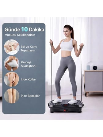 Titreşim Plakası Zayıflama Aleti Bluetooth Müzikli, Manyetik Shiatsu Masajlı, Uzaktan Kumandalı, Vücut Şekillendirici Egzersiz