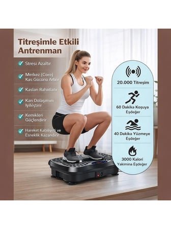Titreşim Plakası Zayıflama Aleti Bluetooth Müzikli, Manyetik Shiatsu Masajlı, Uzaktan Kumandalı, Vücut Şekillendirici Egzersiz