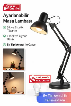 Masa Lambası Akrobat Yaylı Metal 360° Açılı Ayarlanabilir Hareketli Çalışma Masası Lambası